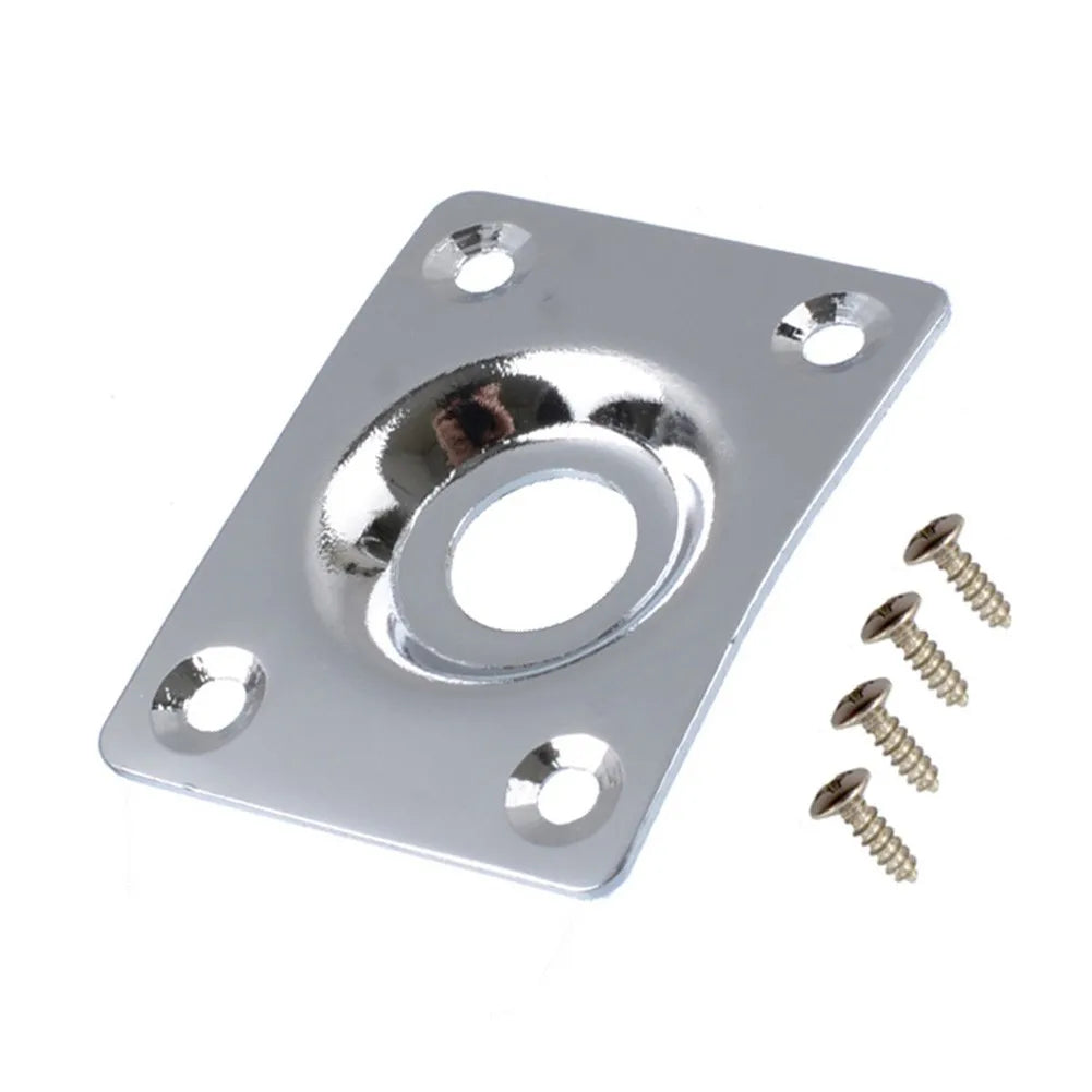 MiniGuitarBR Guitar Parts - Jack Plate With Screws For Les Paul Tele Style Electric Guitar Chrome / Black / Gold