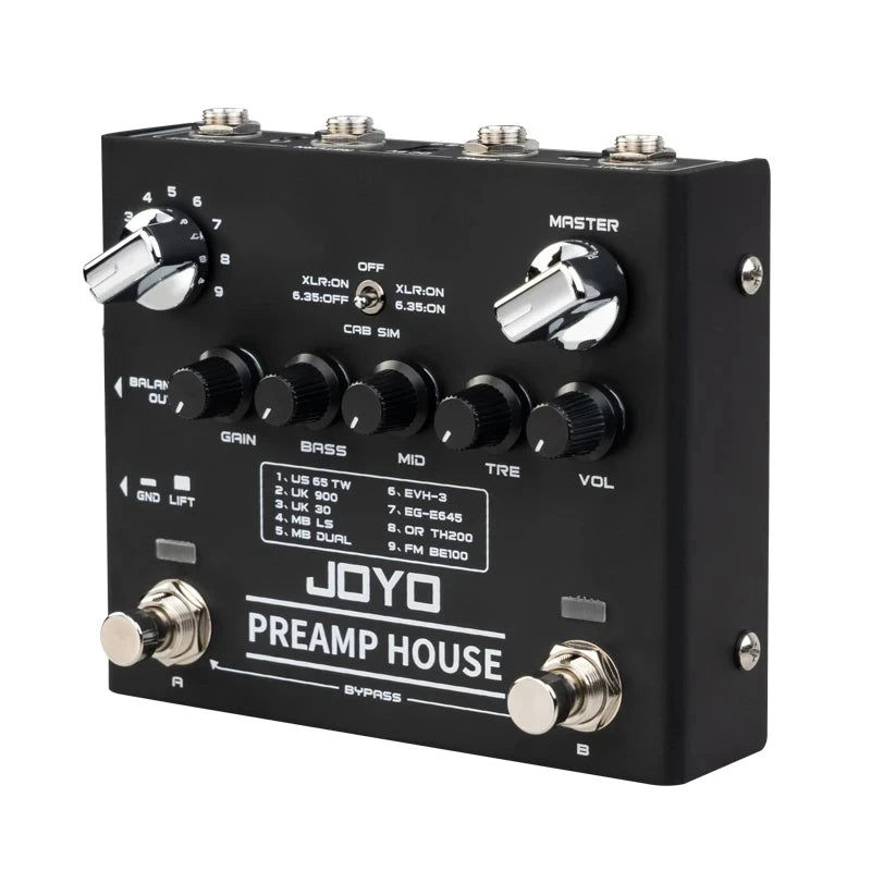 JOYO R-15 PREAMP HOUSE Electric Guitar Effect Pedal Dual Channel Cabinet Simulator Pedal Built-in 9 Amps' Preamps 18 Tones