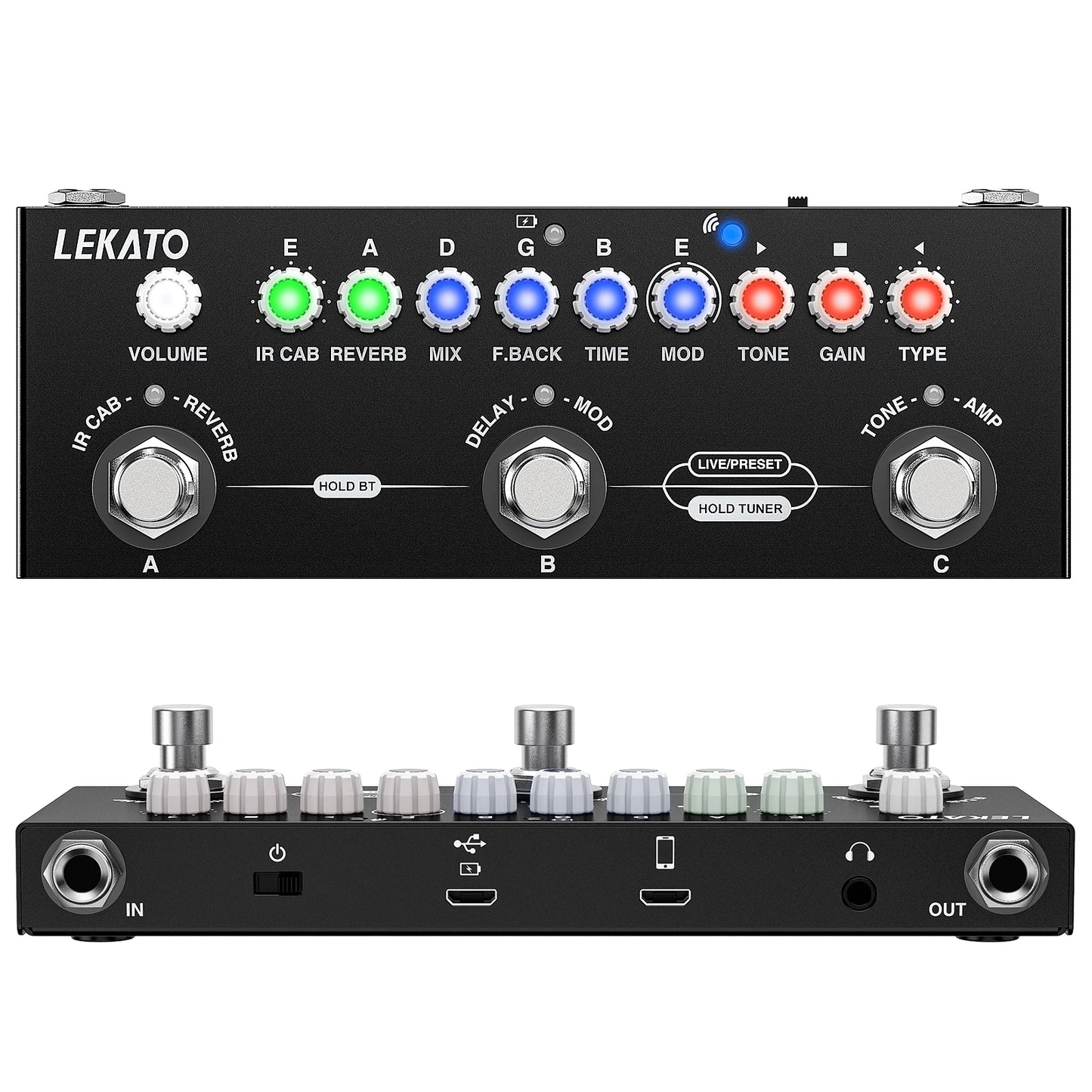 Lekato Cube Baby Multi Effects Pedal Electric Guitar Effect Pedal Chorus Tremolo Delay 8 Ir Cabinets Simulation Phaser Effect