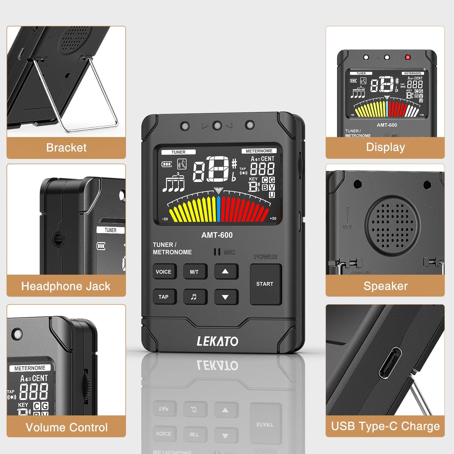Lekato 3 In 1 Lcd Guitar Metronome Music Instrument Metronome LCD Digital Piano for Guitar Bass Violin Ukulele Trumpet Banjo