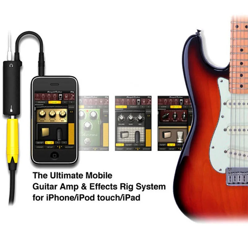 Rig Guitar Audio Interface Cable AMP Amplifier Effects Pedal Adapter Tuner System Convertor for IPhone IPad IPod