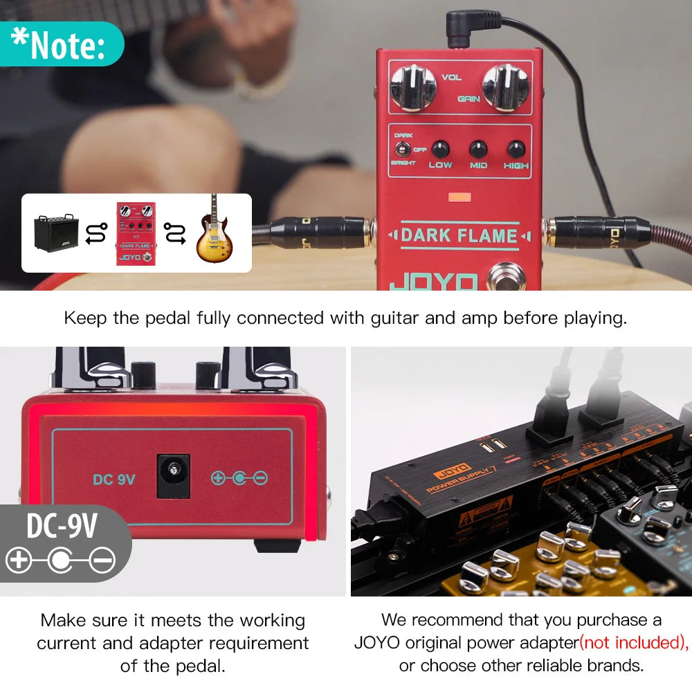 JOYO R-17 Dark Flame Modern Metal High Gain Distortion Pedal Multiple Tones 3 Band EQ for Guitar Riffs and Solos
