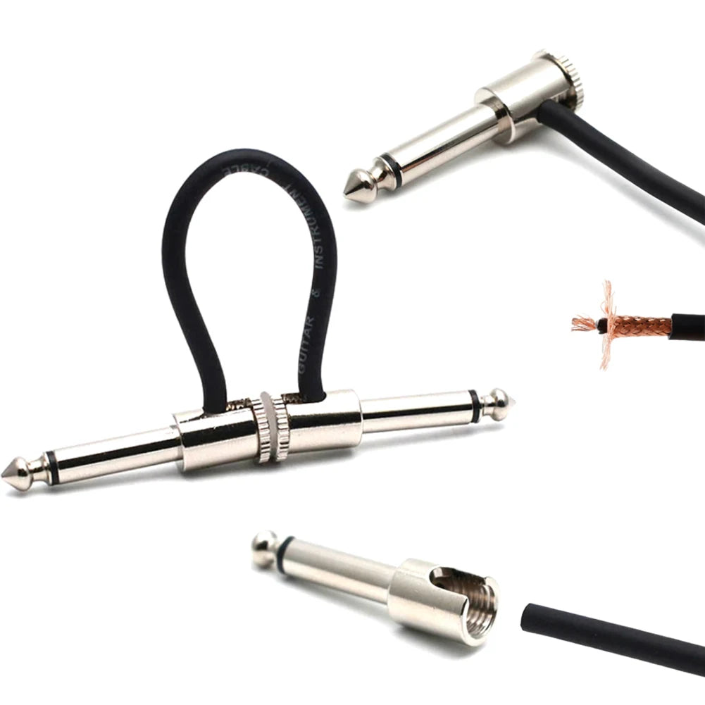 2Pcs DIY Guitar Solderless Cable Kits Audio 1/4" Plug Metal Guitar Jack Connector For Speaker Guitar Microphone Cables