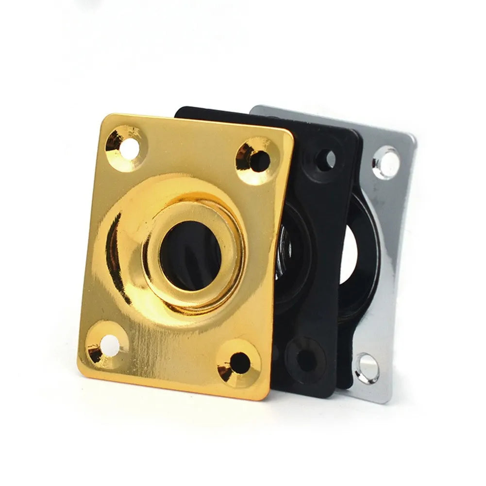 MiniGuitarBR Guitar Parts - Jack Plate With Screws For Les Paul Tele Style Electric Guitar Chrome / Black / Gold