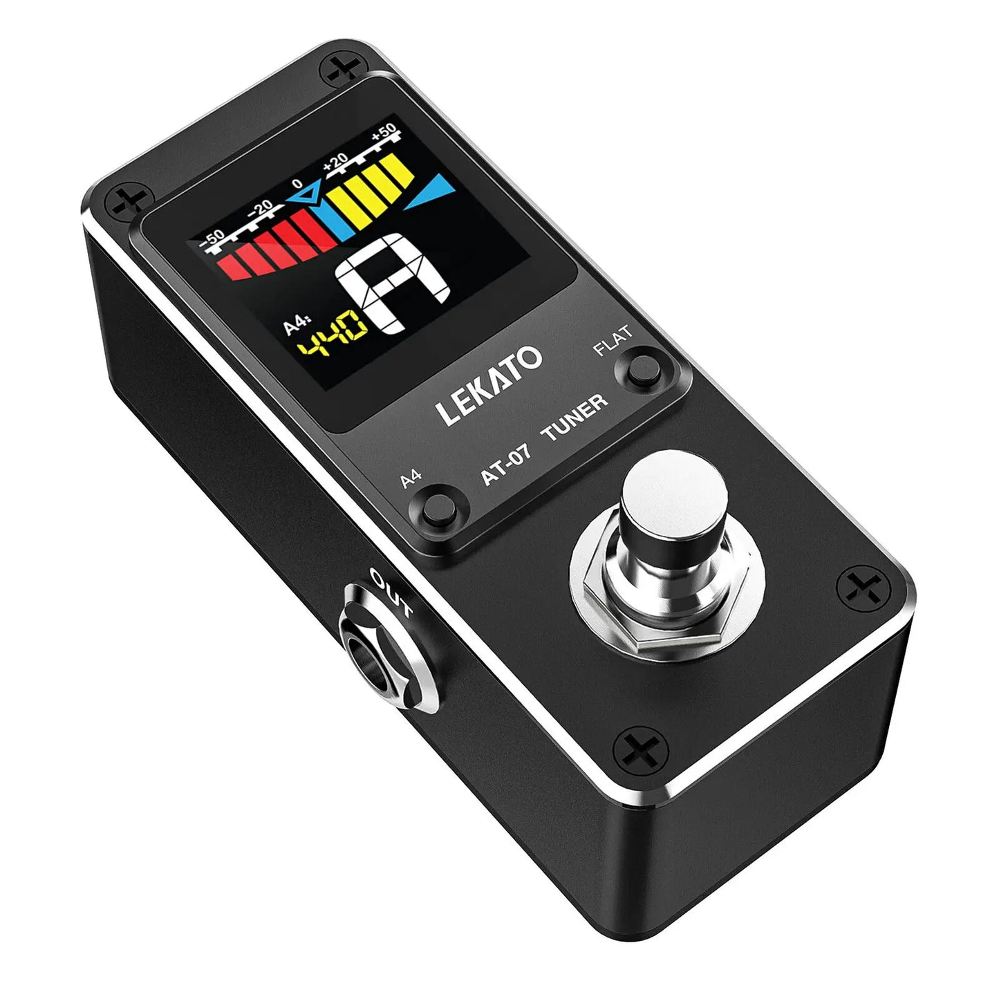 Lekato At-07 Tuner Pitch Guitar Effect Pedal Chromatic Tuning True Bypass 9V for Guitar Bass Violin Ukulele True Bypass