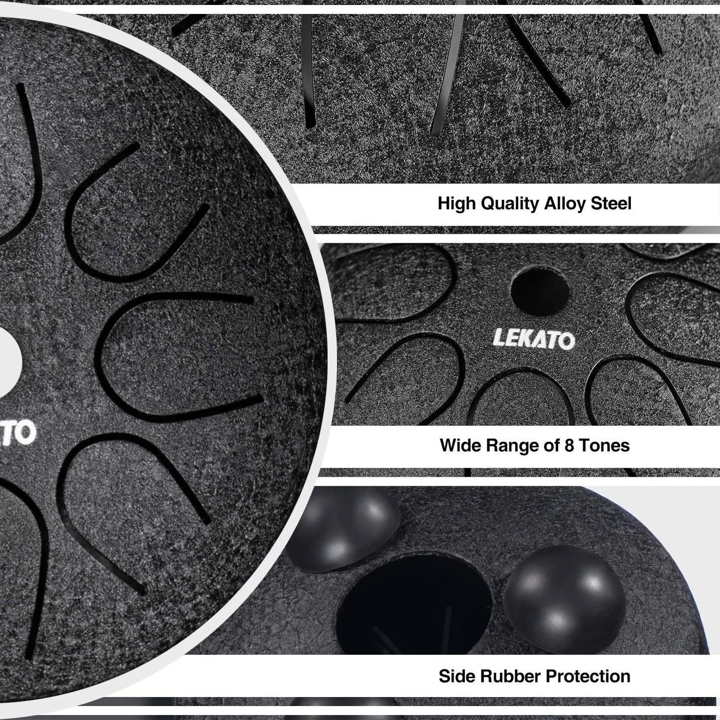 Steel Tongue Drum 4.5 Inch 8 Notes LEKATO Steel Alloy Drum Major Beginner Drum Percussion for Musical Education Zen Meditation