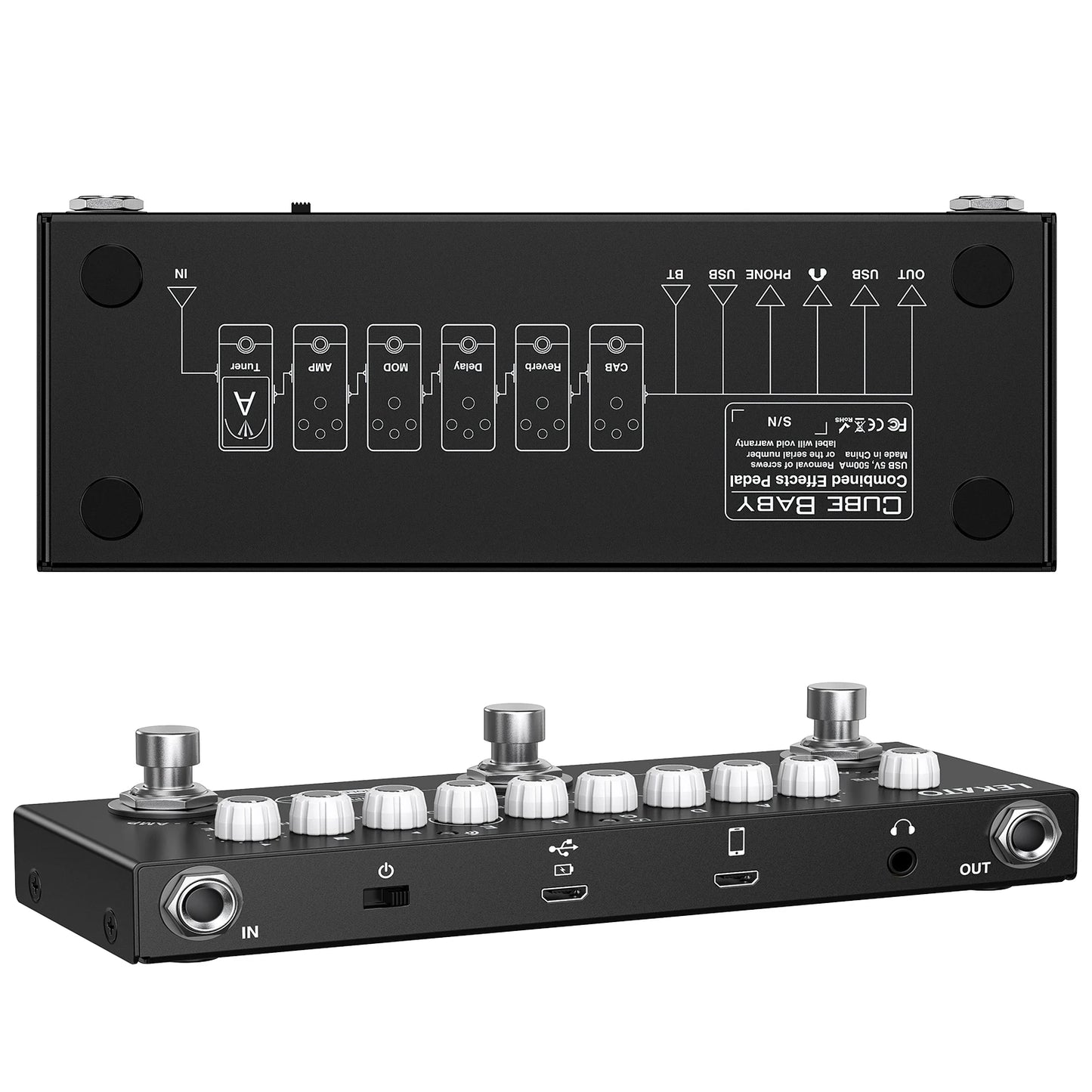 Lekato Cube Baby Multi Effects Pedal Electric Guitar Effect Pedal Chorus Tremolo Delay 8 Ir Cabinets Simulation Phaser Effect