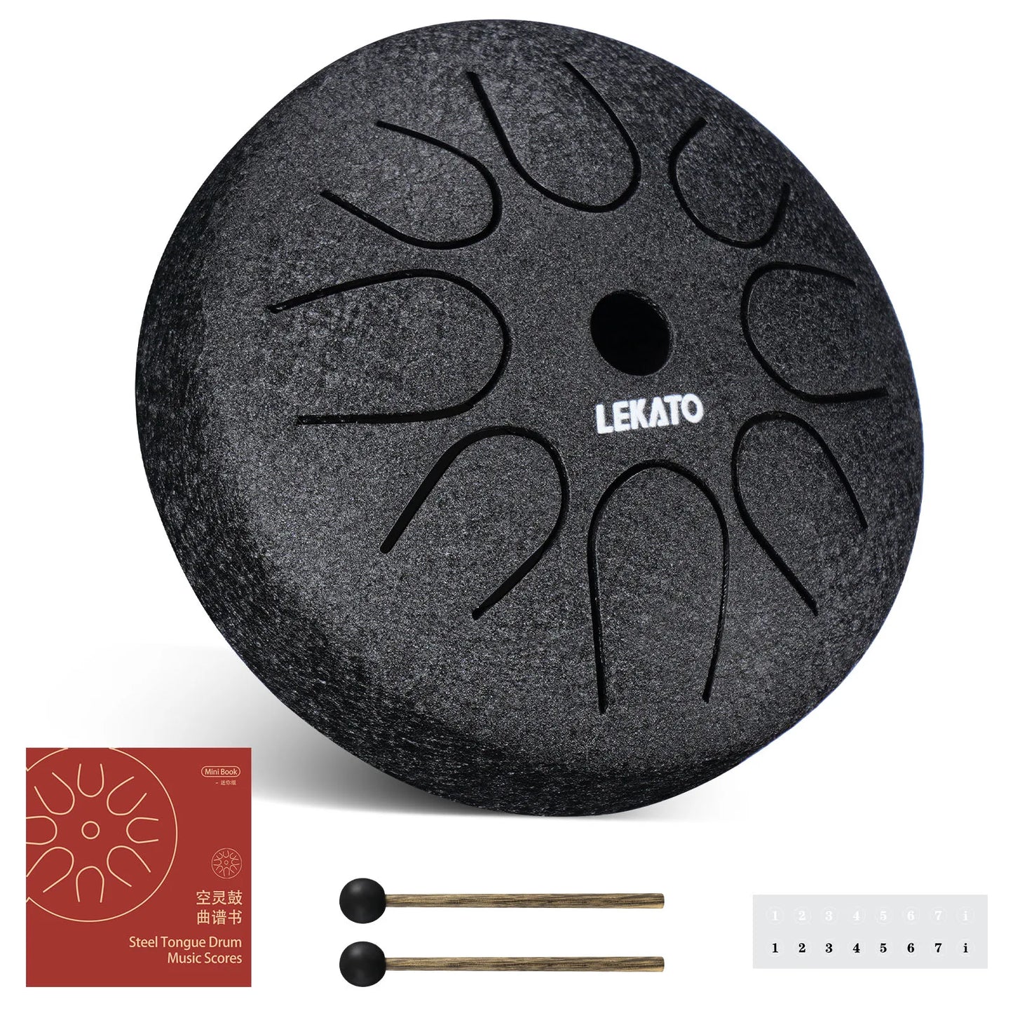 Steel Tongue Drum 4.5 Inch 8 Notes LEKATO Steel Alloy Drum Major Beginner Drum Percussion for Musical Education Zen Meditation