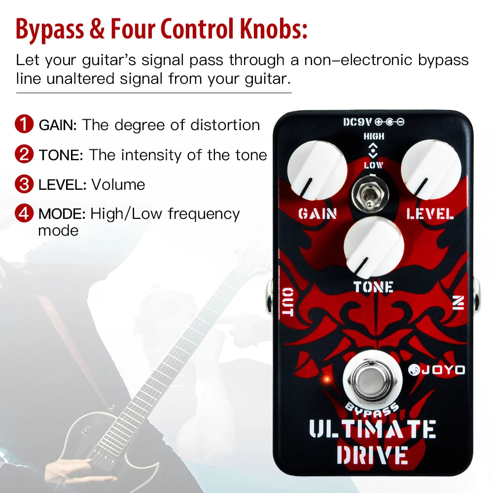 JOYO JF-02 Ultimate Drive Overdrive Guitar Effect Pedal Between Distortion and Overdrive Electric Guitar Pedal True Bypass
