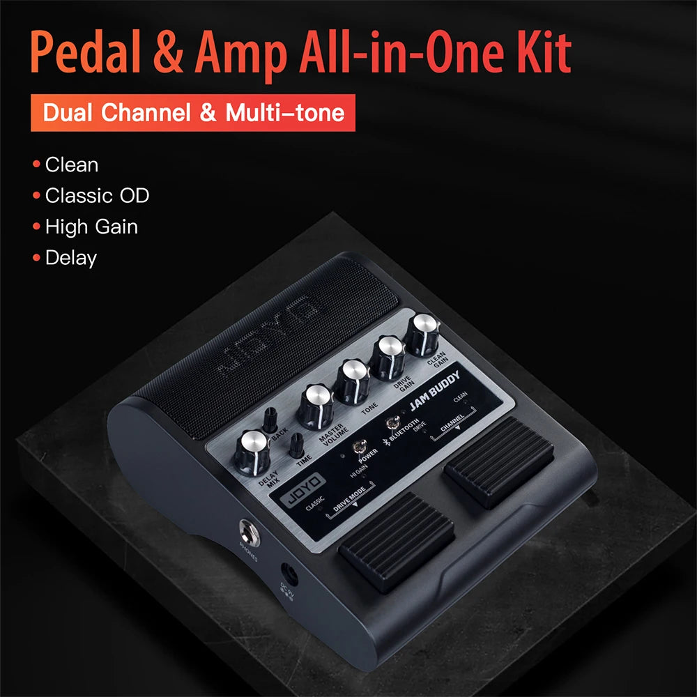 JOYO JAM BUDDY Portable Guitar Amplifier & Pedal 2 in 1 Rechargeable Bluetooth Guitar Practice Amp with Footswitch