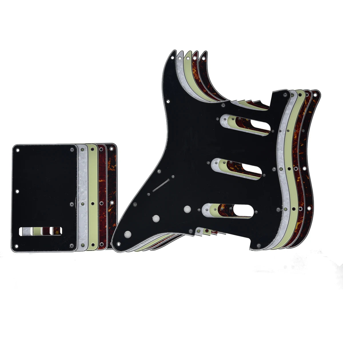 MiniGuitarBR - LEFT HANDED ST Strat SSS Pickguard & Left Handed Tremolo Backplate Trem Cover Set for American Stratocaster