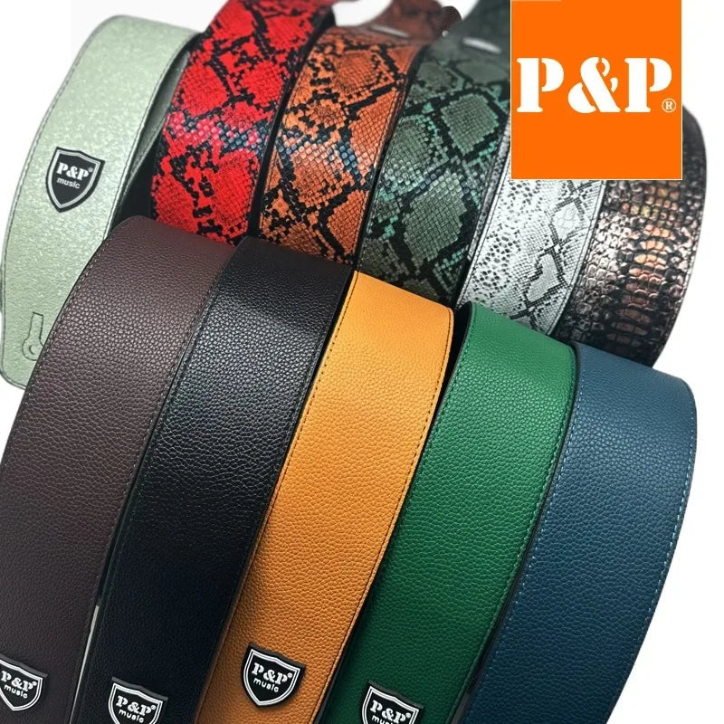 MiniGuitarBR Guitar Parts - PU Leather Guitar / Bass Strap Snake Pattern
