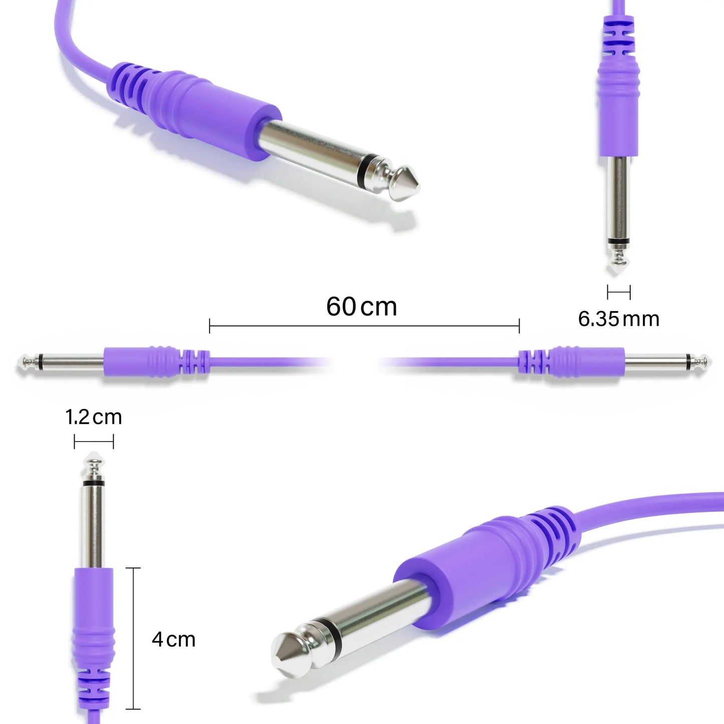 MiniGuitarBR Guitar Parts - 12-Pack - Mono Instrument Guitar Cable - Patch Lead TS 6.35mm 1/4"