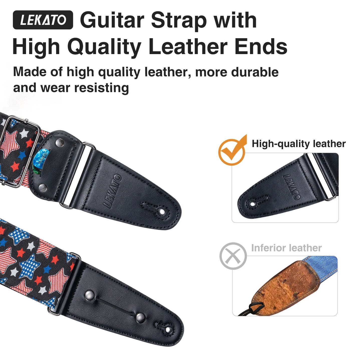 MiniGuitarBR Guitar Parts - LEKATO Bass Guitar Straps for Electric Guitar & Bass 2.5" Wide Padded
