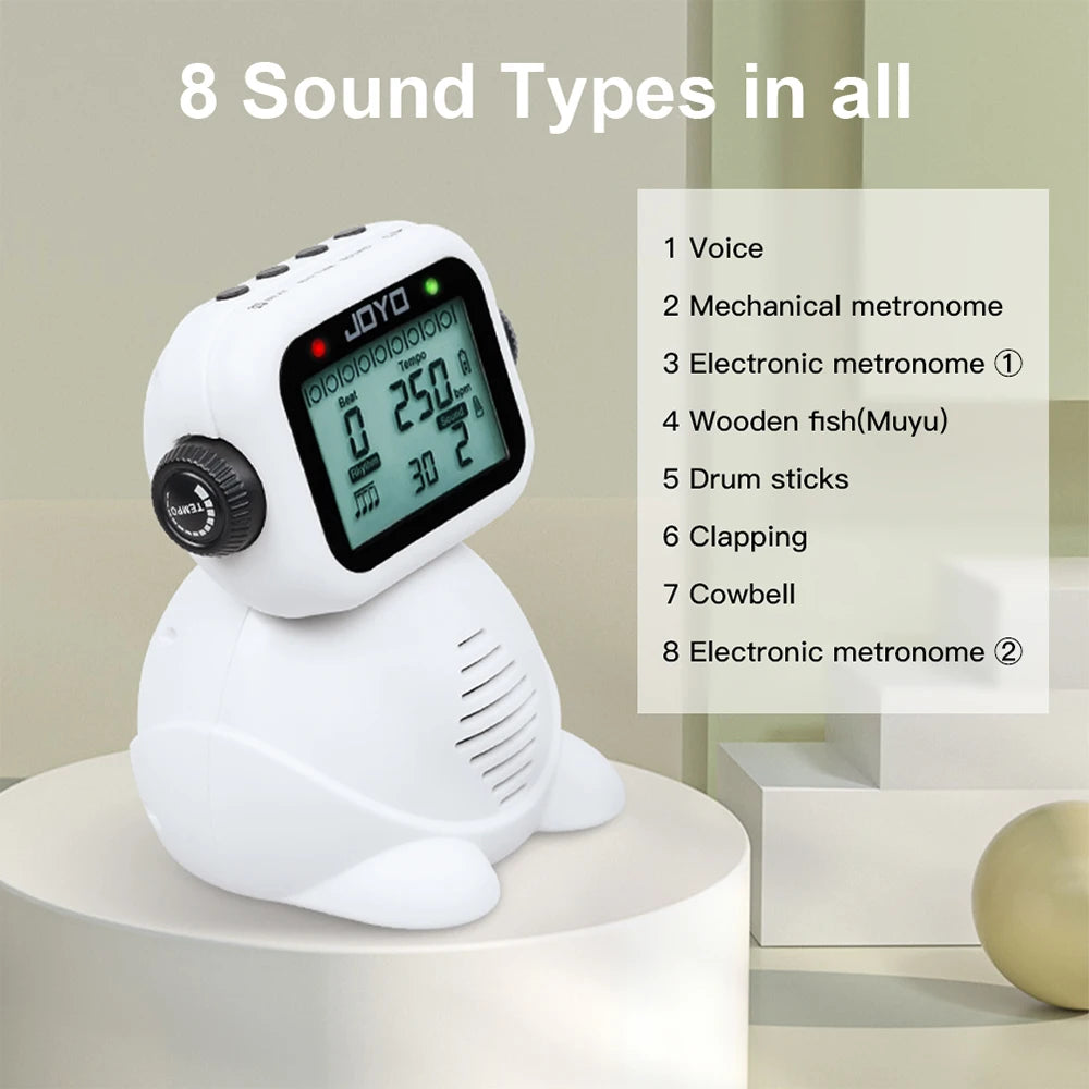 JOYO JM-93 Digital Vocal Metronome Robot-shaped 8 Sound Modes Built-in Speaker for Kids Instruments Practice Learning