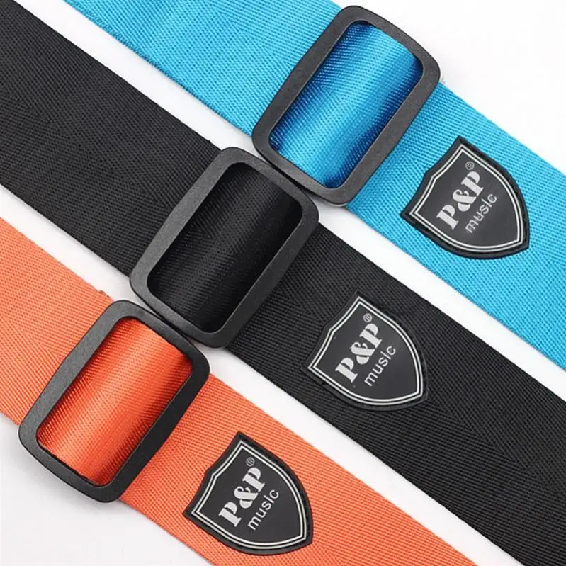 Adjustable Guitar Strap Pure Color Acoustic Folk Electric Guitar Belt with PU Leather Ends Tail Nail Buckle