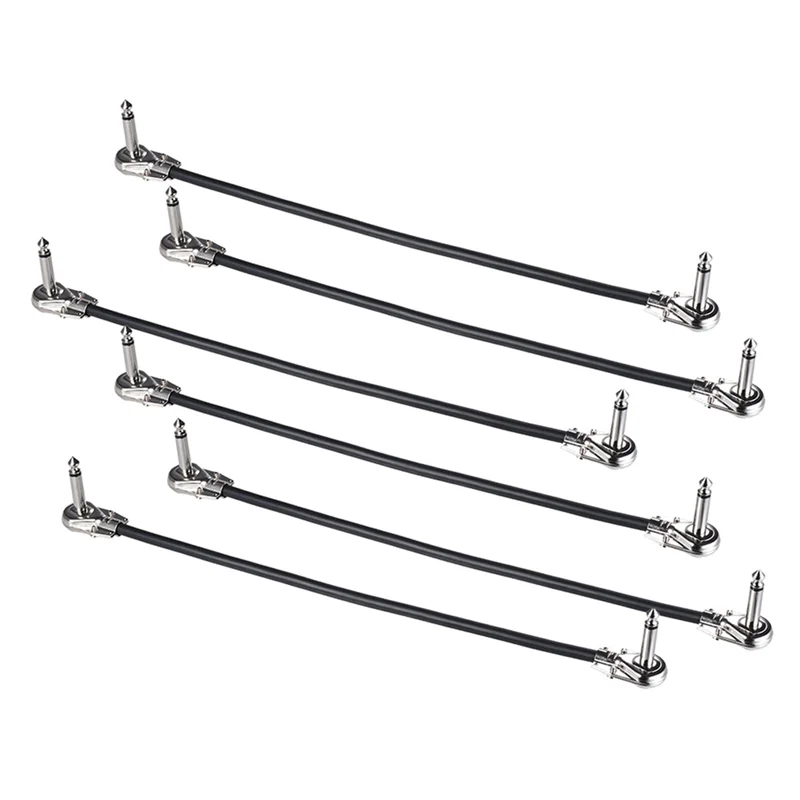 MiniGuitarBR Guitar Parts - 6-Pack 12Inch Guitar Patch Cables, Acoustic Instrument Guitar Cables, Duckhead Effect Cables