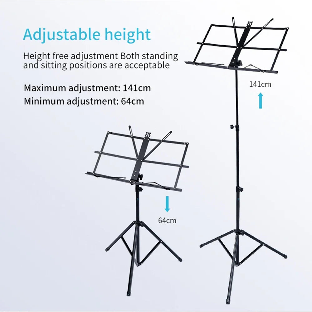 JOYO GSS-03 Folding Music Sheet Stand Portable Aluminum Alloy Material Tripod Music Holder Stands Height Adjustable With HandBag