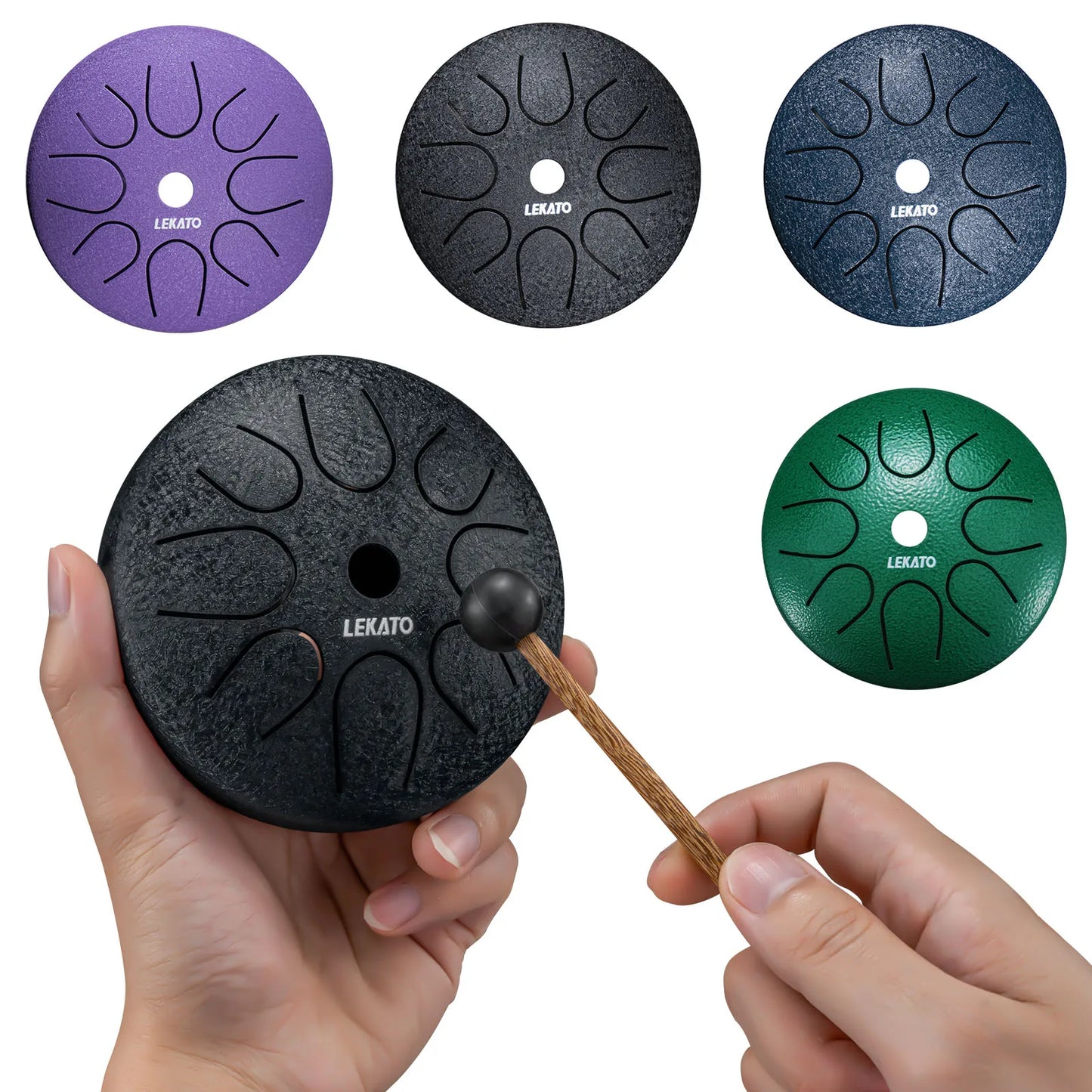 Steel Tongue Drum 4.5 Inch 8 Notes LEKATO Steel Alloy Drum Major Beginner Drum Percussion for Musical Education Zen Meditation