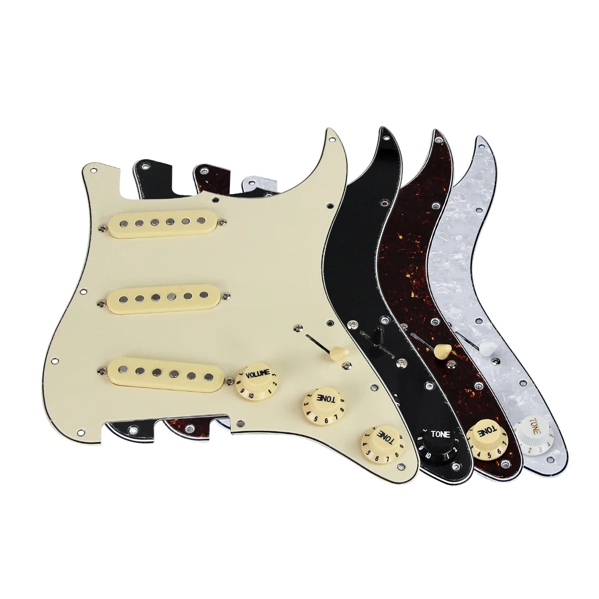 MiniGuitarBR Guitar Parts - Vintage Staggered Alnico 5 SSS Prewired Pickguard ST 11 Holes Loaded Guitar Pickguard