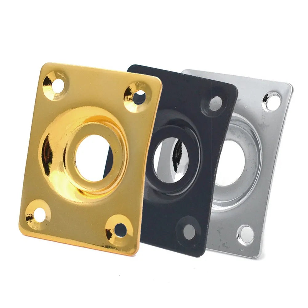 MiniGuitarBR Guitar Parts - Jack Plate With Screws For Les Paul Tele Style Electric Guitar Chrome / Black / Gold