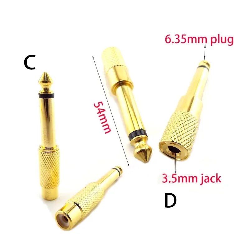 MiniGuitarBR Guitar Parts - 5pcs 6.35mm Plug to 3.5mm Jack Audio Headset Microphone Guitar Adapter 6.5mm Male to 3.5mm Female Converter Aux Cable