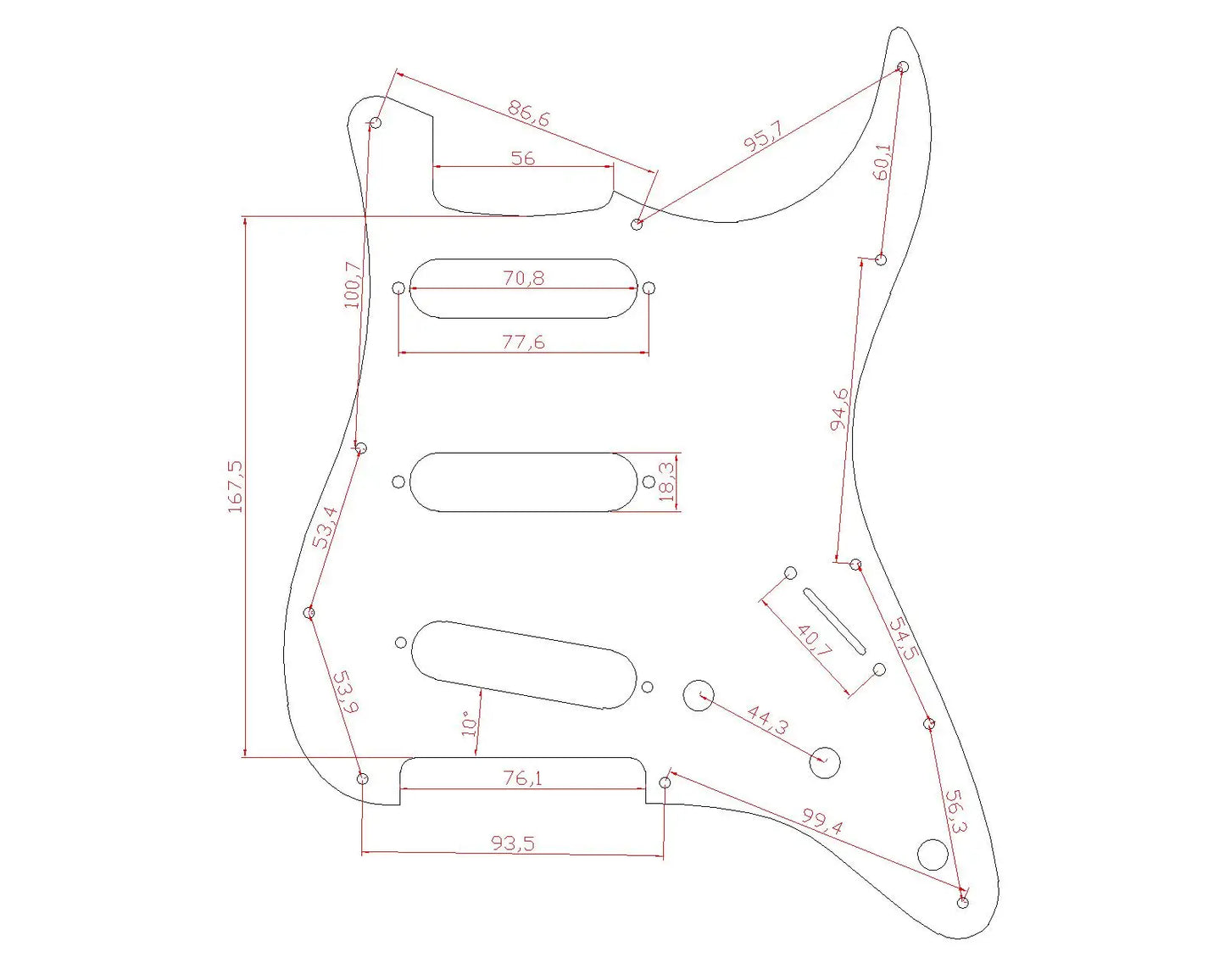 MiniGuitarBR Guitar Parts - 11 Hole Diamond Plate Modern Strat SSS Guitar Pickguard Metal Scratch Plate Fits for American/Mexican Fender Stratocaster