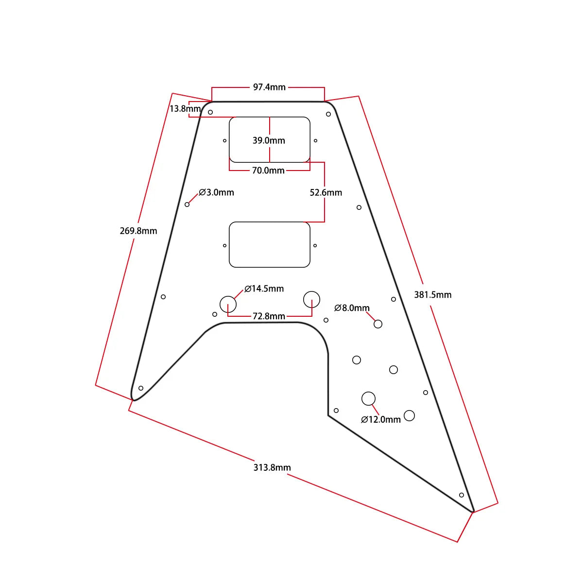 MiniGuitarBR GuitarParts - Guitar Pickguard For '67 Reissue Series Gibson Flying V replacement