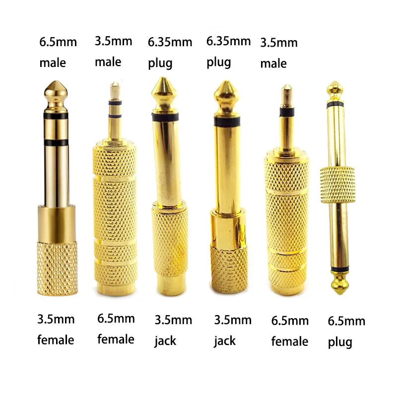 MiniGuitarBR Guitar Parts - 5pcs 6.35mm Plug to 3.5mm Jack Audio Headset Microphone Guitar Adapter 6.5mm Male to 3.5mm Female Converter Aux Cable