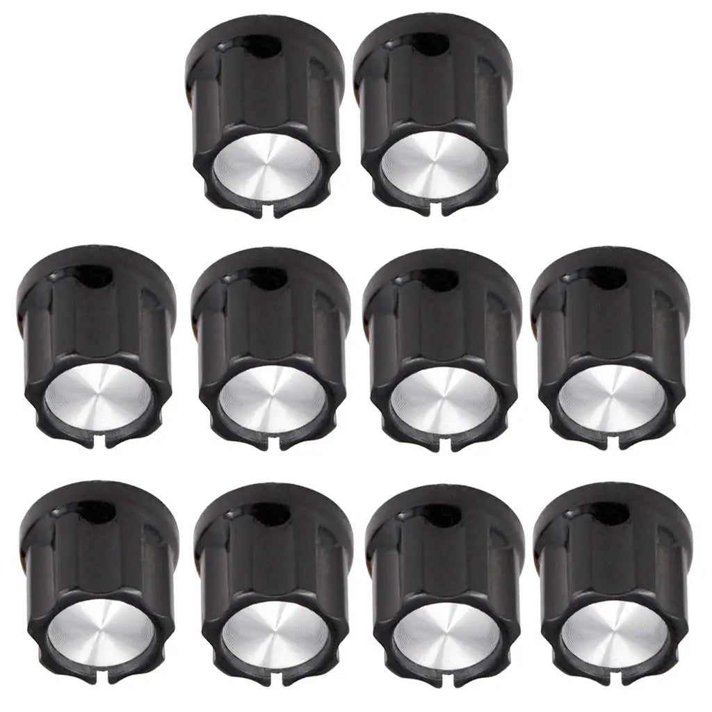 MiniCafeBR Guitar Parts - Pack of 10 Plastic Aluminum Sheet Volume Control Knob Buttons for Electric Guitar/Bass Accessory