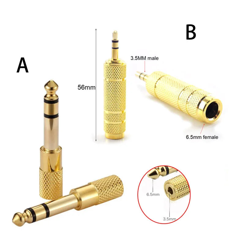 MiniGuitarBR Guitar Parts - 5pcs 6.35mm Plug to 3.5mm Jack Audio Headset Microphone Guitar Adapter 6.5mm Male to 3.5mm Female Converter Aux Cable