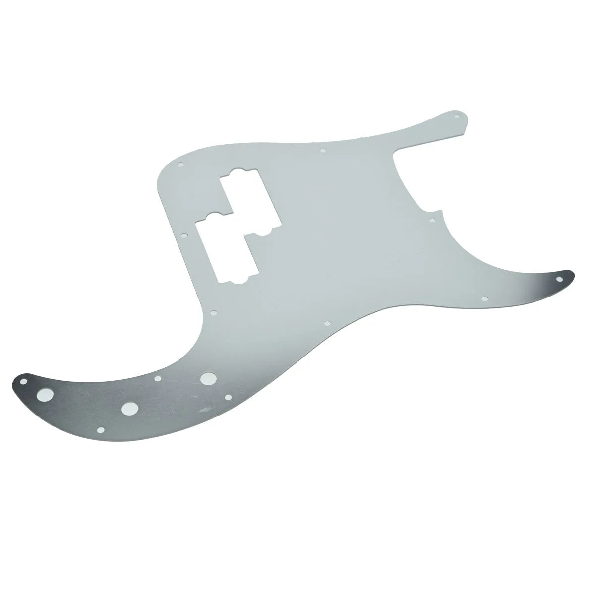 MiniGuitarBR Guitar Parts -  13-Hole Metal Aluminium Anodized Precision LEFT HANDED P Bass Modern Style Standard Pickguard Fits American Fender P Bass Silver