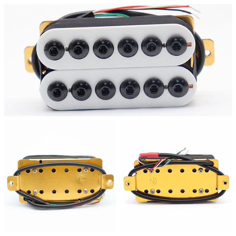 MiniGuitarBR Guitar Parts - 1pcs Ceramic Magnet Electric Guitar Humbucker Pickup Set, Bridge and Neck Invader Style