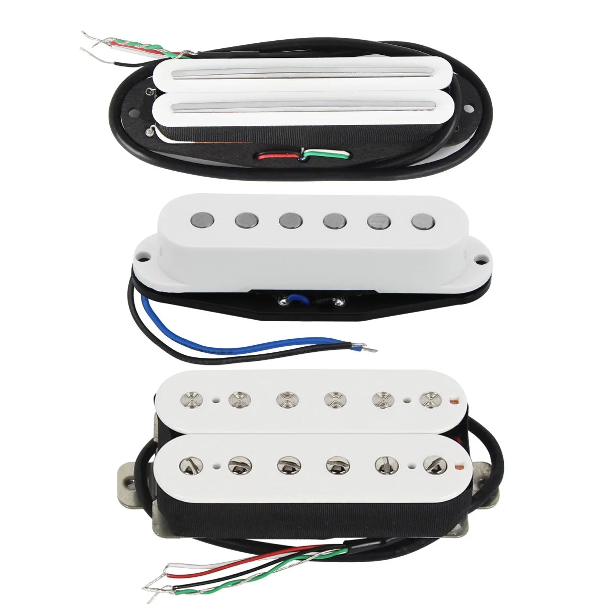 MiniGuitarBR Guitar Parts - 3PCS Vintage Alnico 5 Guitar Dual Rails & Single Coil & Humbucker Pickups SSH Guitar Parts