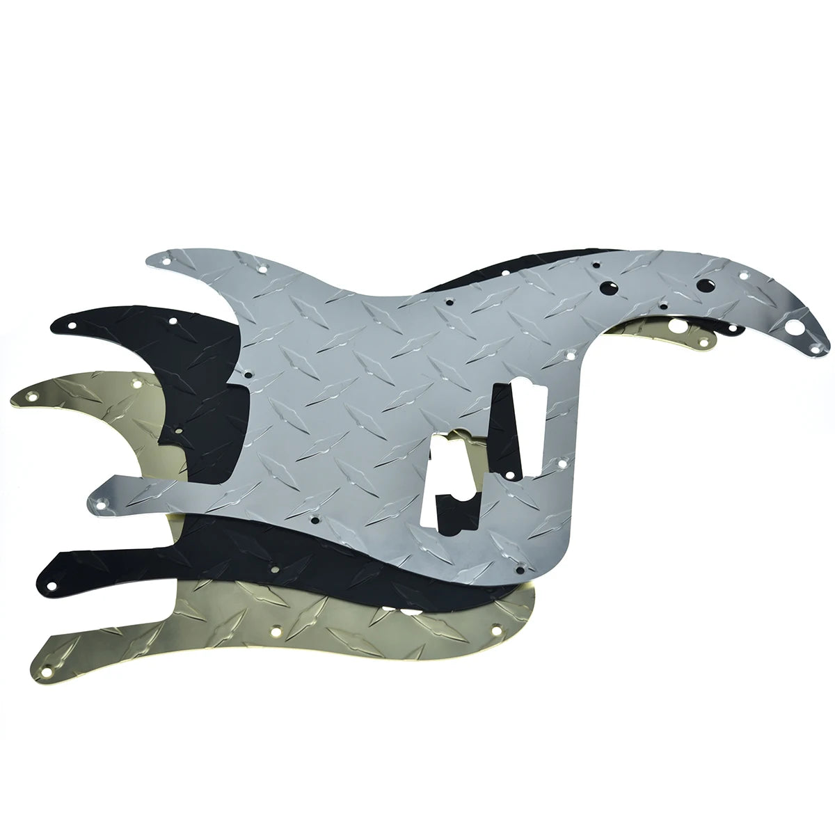 MiniGuitarBR Guitar Parts - Pickguard for 13 Hole Metal Diamond Plate Precision Bass Pickguard Aluminium Anodized PBass PickGuard for American Fender Precision Bass