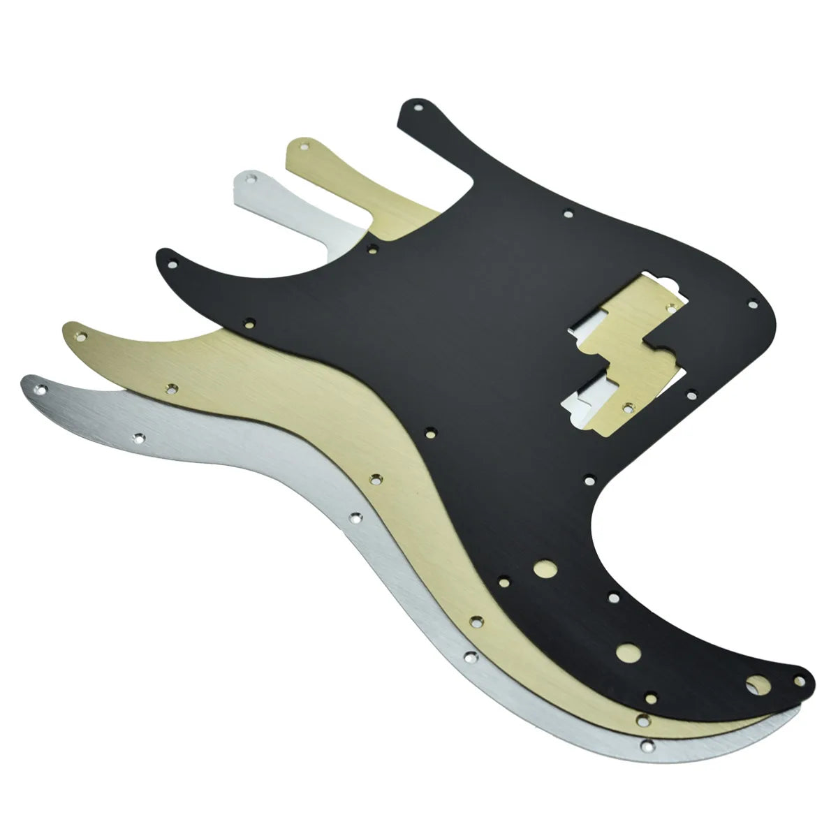 MiniGuitarBR Guitar Parts -  13-Hole Metal Aluminium Anodized Precision LEFT HANDED P Bass Modern Style Standard Pickguard Fits American Fender P Bass Silver
