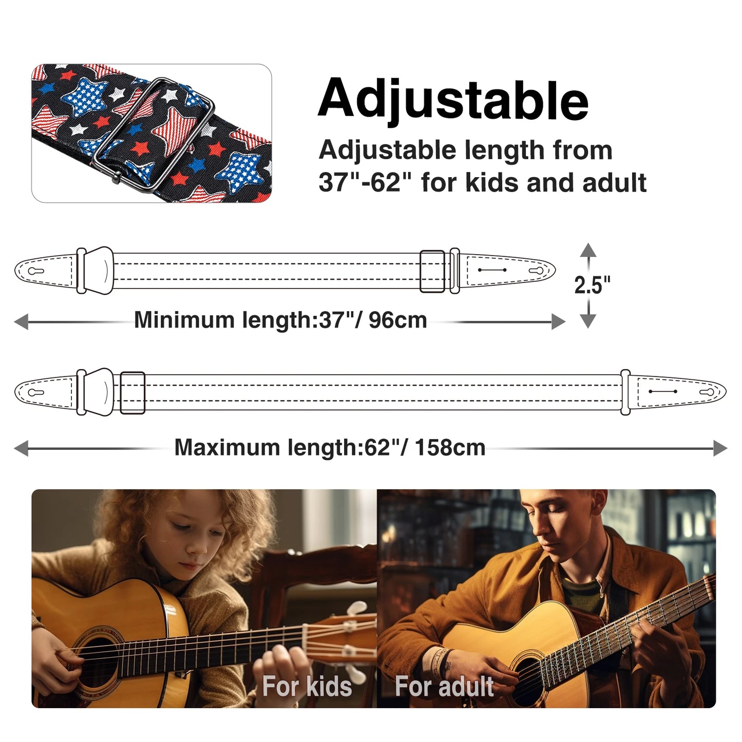 MiniGuitarBR Guitar Parts - LEKATO Bass Guitar Straps for Electric Guitar & Bass 2.5" Wide Padded