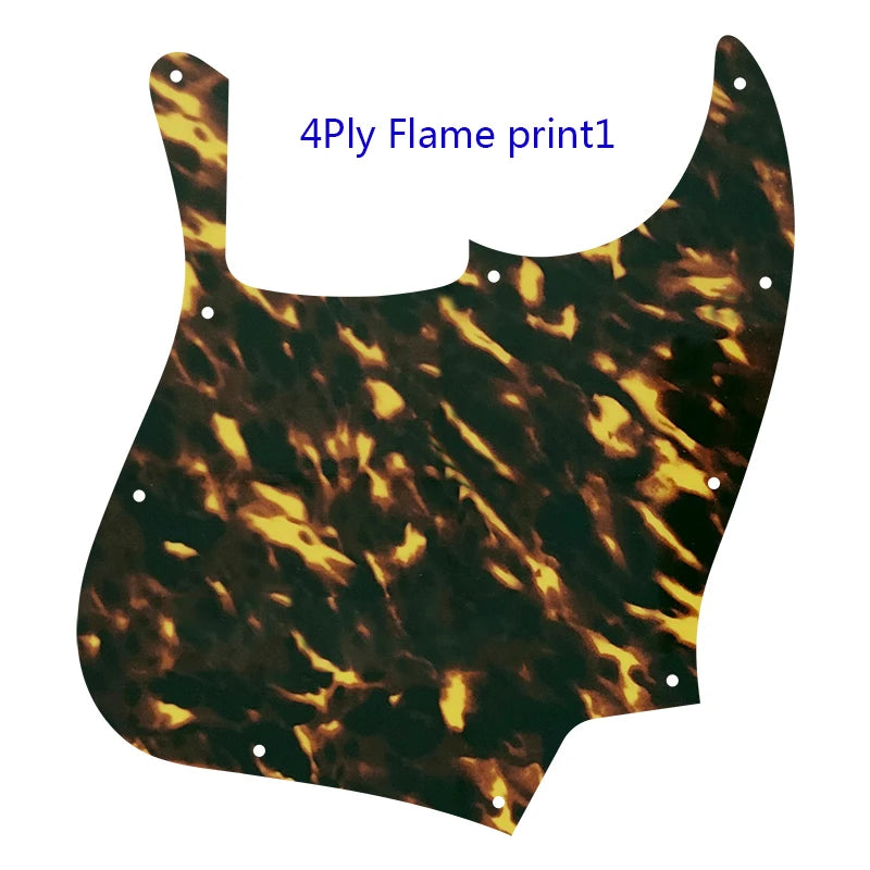 MiniGuitarBR Guitar Parts - Pickguard For US 10 Holes 5 String Jazz Bass Guitar Pickguard Blank Scratch Plate Multicolor Flame Pattern