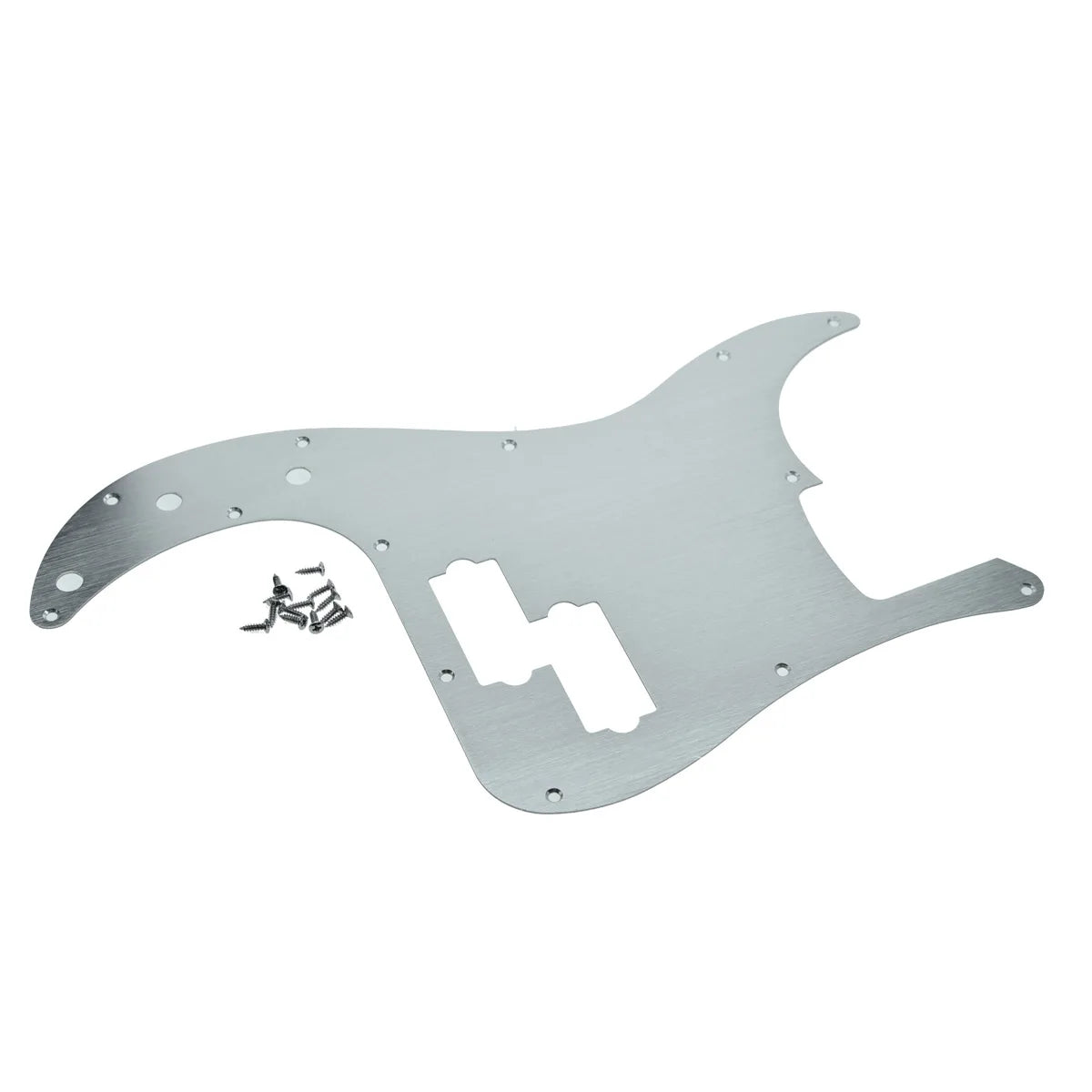 MiniGuitarBR Guitar Parts -  13-Hole Metal Aluminium Anodized Precision LEFT HANDED P Bass Modern Style Standard Pickguard Fits American Fender P Bass Silver