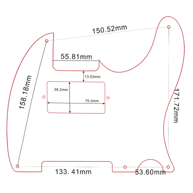 MiniGuitarBR Guitar Parts - For US Standard 5 Screw Holes 52 Year Tele Telecaster With PAF Humbucker Guitar Pickguard Scratch Plate