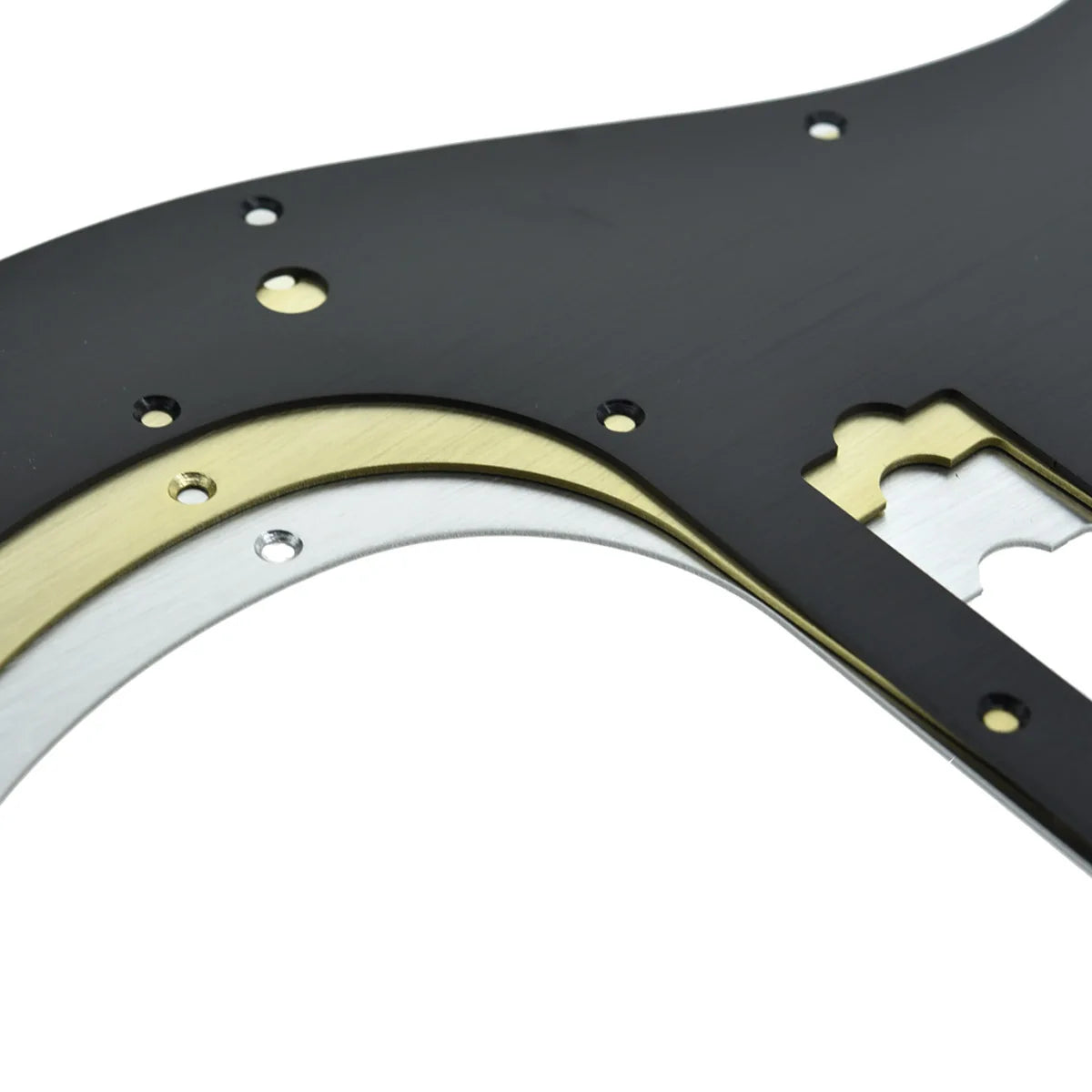 MiniGuitarBR Guitar Parts -  13-Hole Metal Aluminium Anodized Precision LEFT HANDED P Bass Modern Style Standard Pickguard Fits American Fender P Bass Silver