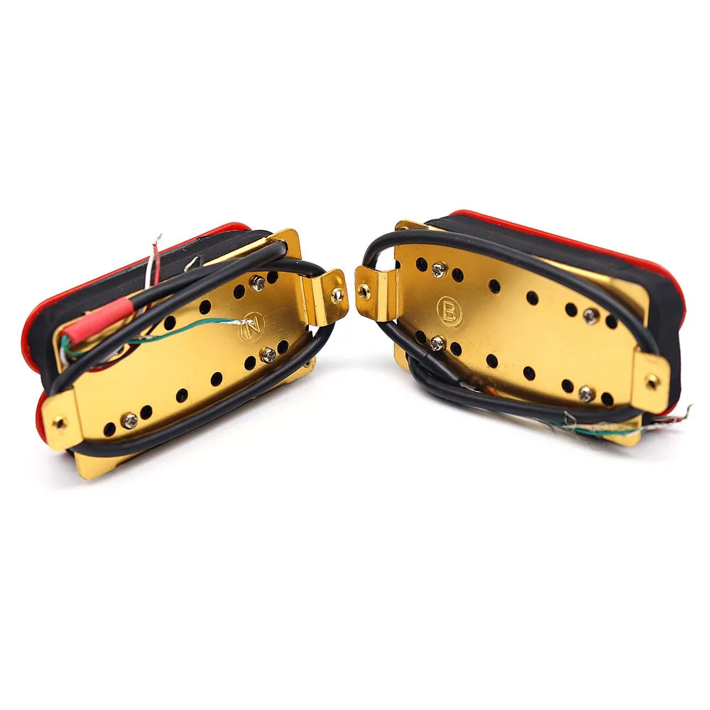 MiniGuitarBR Guitar Parts - 1pcs Ceramic Magnet Electric Guitar Humbucker Pickup Set, Bridge and Neck Invader Style