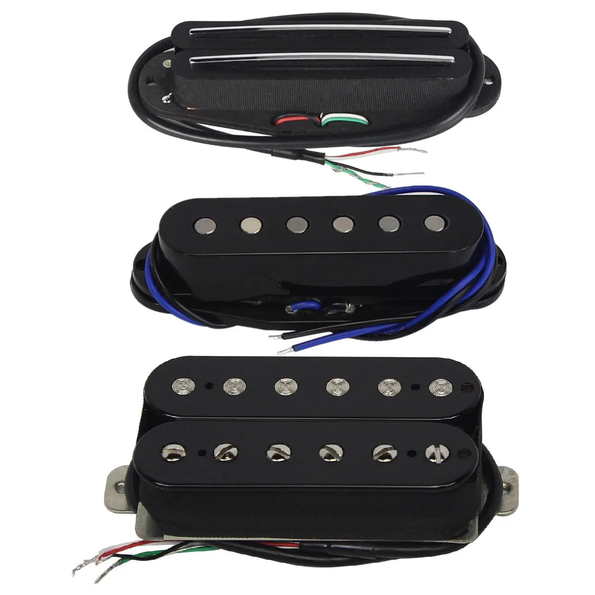 MiniGuitarBR Guitar Parts - 3PCS Vintage Alnico 5 Guitar Dual Rails & Single Coil & Humbucker Pickups SSH Guitar Parts