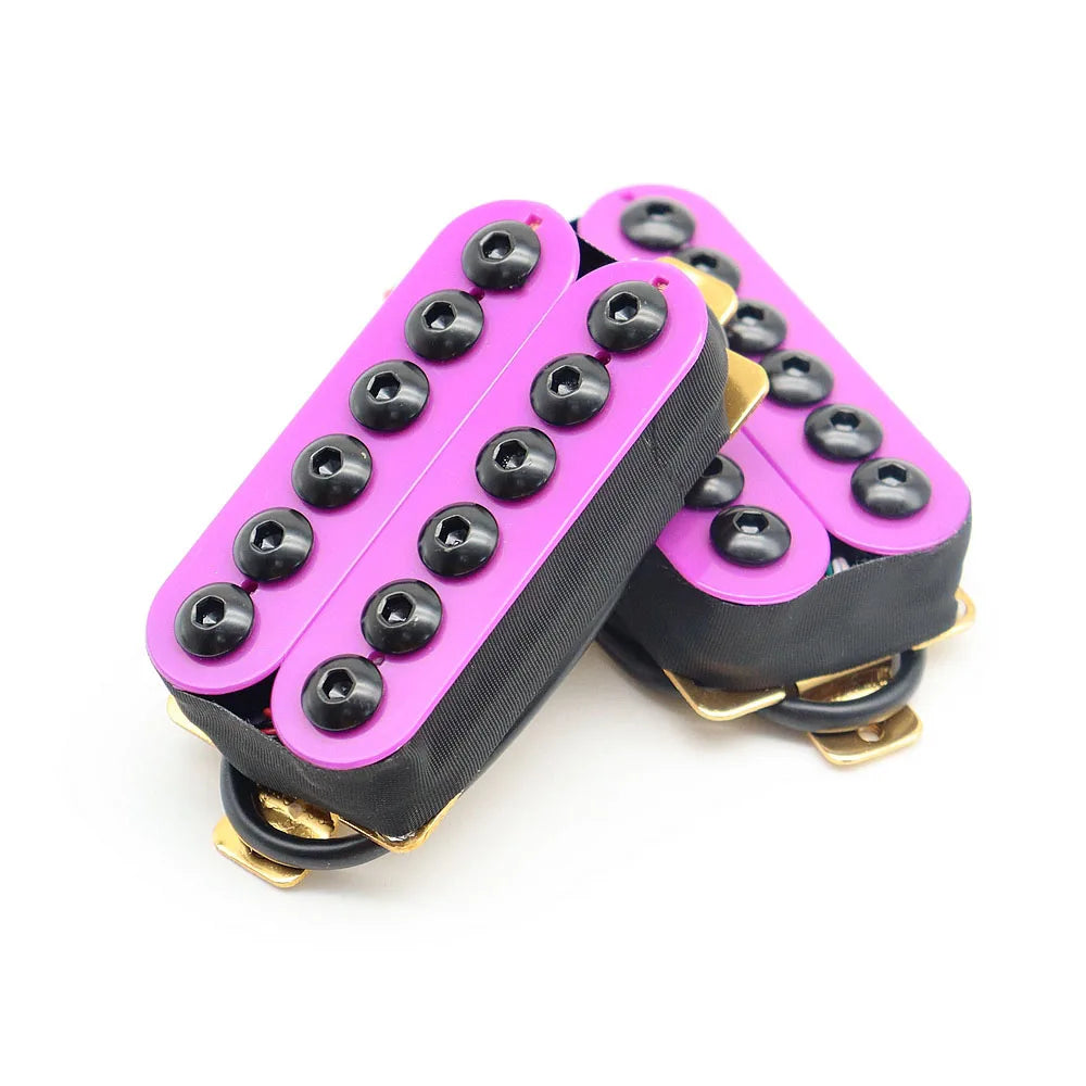MiniGuitarBR Guitar Parts - 1pcs Ceramic Magnet Electric Guitar Humbucker Pickup Set, Bridge and Neck Invader Style