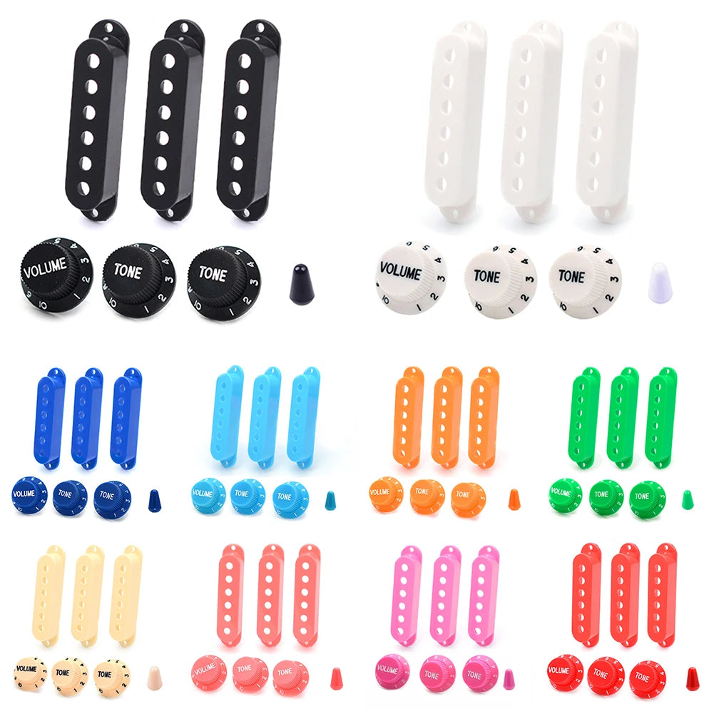 MiniGuitarBR Guitar Parts - 48 50 52MM Pickup Covers 1 Volume 2 Tone Knob SSS For ST Style Guitars Switch Tip Plastic Electric Guitar Accessor