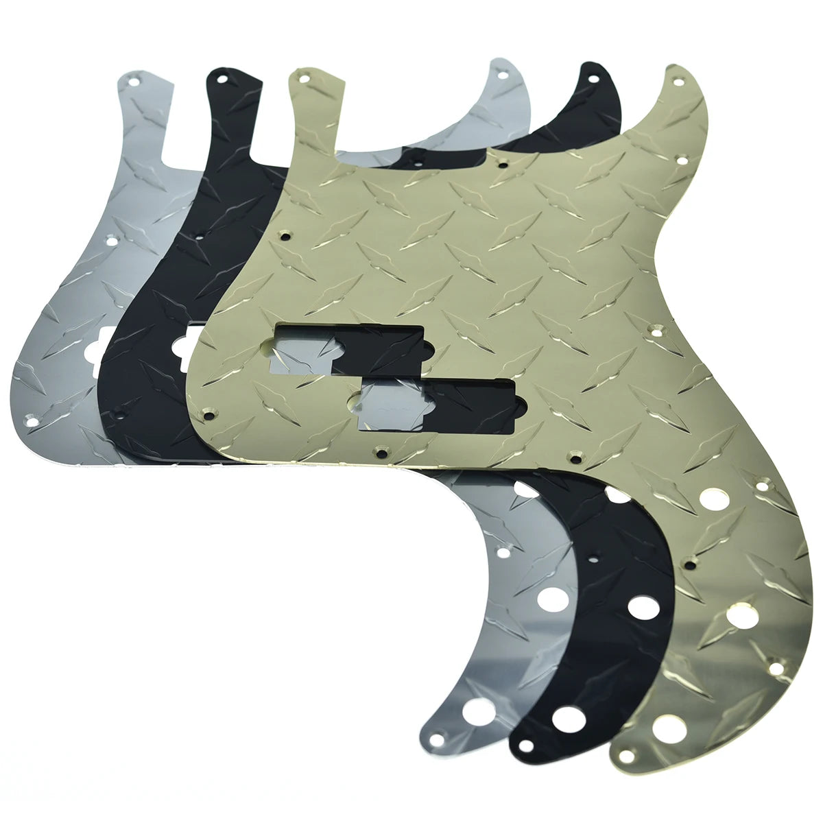 MiniGuitarBR Guitar Parts - Pickguard for 13 Hole Metal Diamond Plate Precision Bass Pickguard Aluminium Anodized PBass PickGuard for American Fender Precision Bass