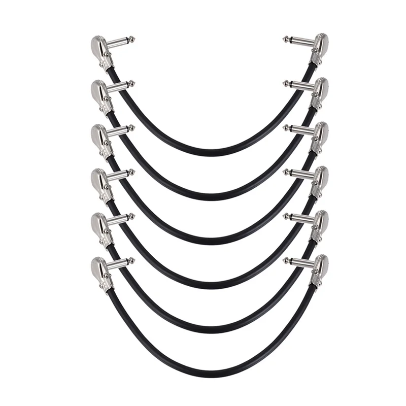 MiniGuitarBR Guitar Parts - 6-Pack 12Inch Guitar Patch Cables, Acoustic Instrument Guitar Cables, Duckhead Effect Cables