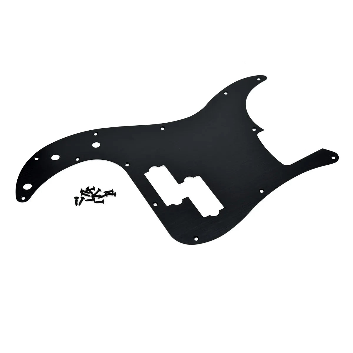 MiniGuitarBR Guitar Parts -  13-Hole Metal Aluminium Anodized Precision LEFT HANDED P Bass Modern Style Standard Pickguard Fits American Fender P Bass Silver
